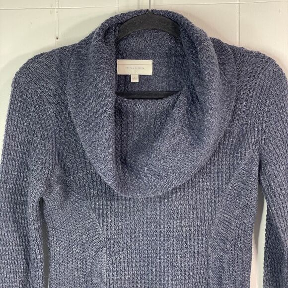 Anthropologie angel of the north womans sweater small blue turtleneck Cowl Neck - Picture 2 of 7